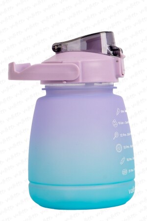 Lusca BPA İçermez Motivasyonel Su Matarası 1-3 LT Mor-Yeşil Su Matarası-Su Şişesi-Suluk - 3