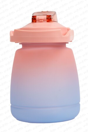 Lusca BPA İçermez Motivasyonel Su Matarası 1-3 LT Pembe-Mavi Su Matarası-Su Şişesi-Suluk - 2