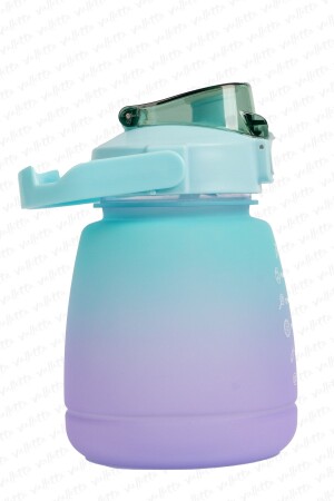 Lusca BPA İçermez Motivasyonel Su Matarası 1-3 LT Yeşil-Mor Su Matarası-Su Şişesi-Suluk - 4