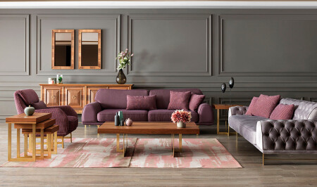 مجموعة غرفة المعيشة من طراز MNZ-Lusso Gold - Cadde Yıldız