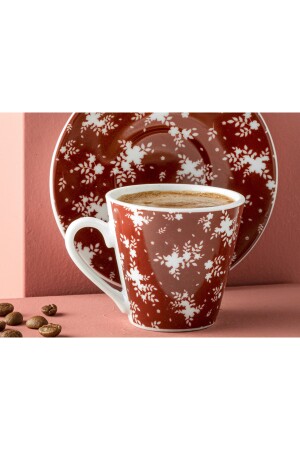 Lustre Porcelain 4-teiliges Kaffeetassen-Set für 2 Personen 80 ml Weinrot 10035670 - 5