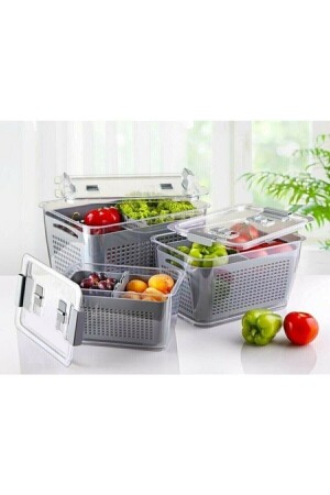 Lüx 3 Adet Buzdolabı Içi Süzgeçli Organizer(2,5lt,5lt,9lt) Set-saklama Buzdolabı Organizer 2,5 5 9 23071996 - Lossa