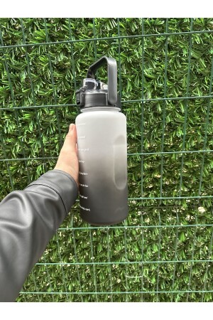 Lux Black Motivational Water Bottle Wasserflasche 2 lt Tritan Gym Wasserflasche Bpa-freie Wasserflasche KT213 - 3