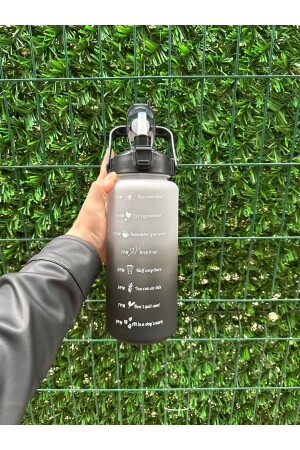 Lux Black Motivational Water Bottle Wasserflasche 2 lt Tritan Gym Wasserflasche Bpa-freie Wasserflasche KT213 - 1