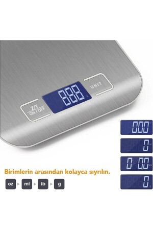 Lux Digitale Küchenwaage, 5 kg, 1 g, Präzisions-Edelstahl, Batterie, Geschenk - 4