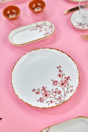 Lux Keramik handgefertigtes 21-teiliges Sakura-Blumen-Frühstücksset für 6 Personen, Frühstücksset - 7