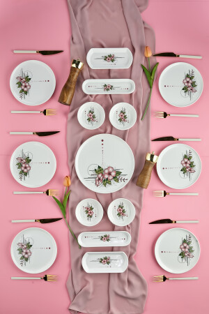 Lux Seramik Artless 15-teiliges Frühstücksset für 6 Personen, Pink artless-pink-6K-15P - 1