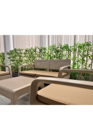 Lux Sofia Raddan Sitzgruppe mit Kissen und Couchtisch für 4 Personen, ergonomisch, 2+1+1, Garten, Balkon, Terrasse, Sofia-2 - 3