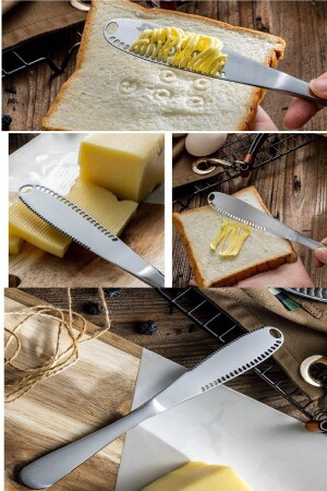 Luxe Buttermesser aus perforiertem Edelstahl, perforiertes Metall-Buttermesser für Cheddar-Käse, 21 cm, nd5dwr5d41290 - 2