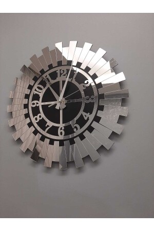 Luxuriöse 40 x 40 cm geprägte dekorative 3D-Wanduhr, stilvolle silberne Sonne, moderne Heim- und Bürouhr, Tdesign3800241 - 3