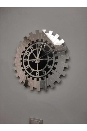 Luxuriöse 40 x 40 cm geprägte dekorative 3D-Wanduhr, stilvolle silberne Sonne, moderne Heim- und Bürouhr, Tdesign3800241 - 5