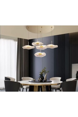 Luxuriöse exklusive LED-Kronleuchter mit fünf runden Anhängern, Qualle, goldgelb, LED-Kronleuchter TYC00322579925 - 4