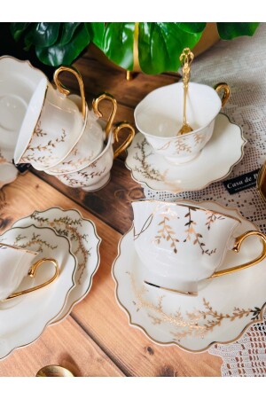 Luxuriöse Teetasse aus Porzellan mit Blumenmuster für 2 Personen - 2