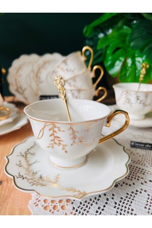 Luxuriöse Teetasse aus Porzellan mit Blumenmuster für 2 Personen - 4