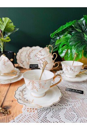 Luxuriöse Teetasse aus Porzellan mit Blumenmuster für 2 Personen - 6