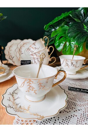 Luxuriöse Teetasse aus Porzellan mit Blumenmuster für 2 Personen - 7