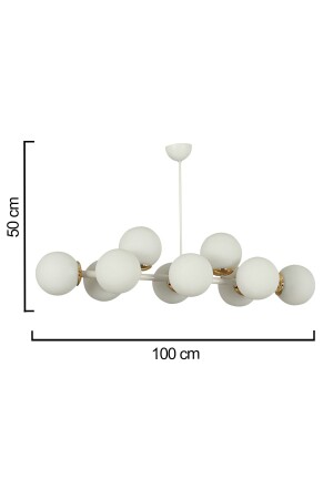 Luxuriöser 10-teiliger weißer Kugelglas-Kronleuchter im modernen Design in Weiß - 5