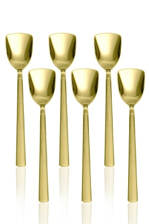 Luxuriöser, goldfarbener Edelstahl, verpackt, 6-teiliger Eislöffel und Dessertlöffel. Goldfarbener 6-teiliger Eislöffel und Dessertlöffel - 4