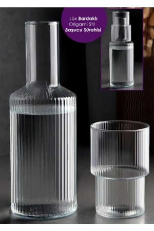Luxuriöser Nachttischkrug aus Glas, 1 l, mit Glas – Karaffe – Origami Pinterest Krug MDL-710 - 2