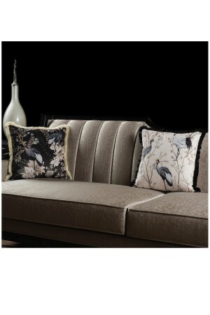 Luxuriöser Samt-Kissenbezug, 43 x 43 cm, dekorativ, weich, für Wohnzimmer, Sofa, Avantgarde, mit Fransen, Schwarz K-VELVET-1 - 6