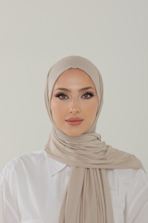 Luxuriöser Schal aus gekämmter Baumwolle in Stein – Damen-Hijab-Jersey-Hijab-Lycra-Schal - 1