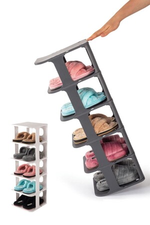 Luxuriöser Schuhregal-Organizer, tragbar, 5 Ebenen, mehrschichtiges Schuhregal, Weiß - 4