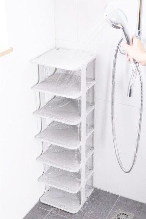 Luxuriöser Schuhregal-Organizer, tragbar, 5 Ebenen, mehrschichtiges Schuhregal, Weiß - 8