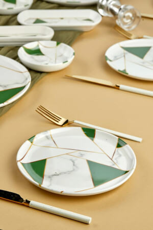 Luxuriöses 18-teiliges Frühstücksset aus smaragdgrünem Mosaik-Marmor aus Keramik für 8 Personen, Mosaik-Frühstück - 2
