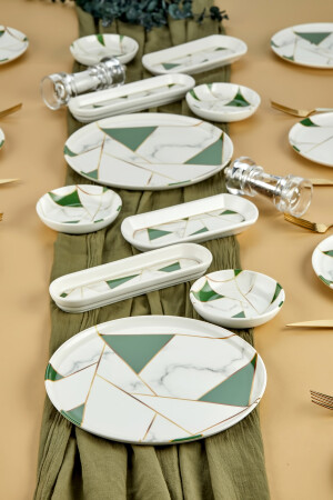 Luxuriöses 18-teiliges Frühstücksset aus smaragdgrünem Mosaik-Marmor aus Keramik für 8 Personen, Mosaik-Frühstück - 5