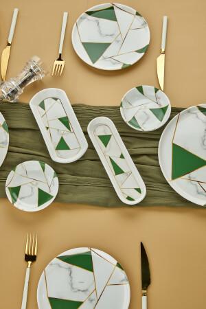 Luxuriöses 18-teiliges Frühstücksset aus smaragdgrünem Mosaik-Marmor aus Keramik für 8 Personen, Mosaik-Frühstück - 6