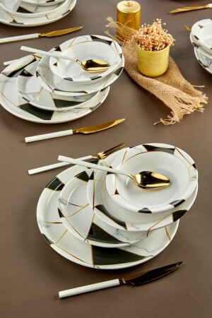 Luxuriöses 24-teiliges Geschirr-Set aus Keramik-Mosaik-Marmor für 6 Personen. Mosaik-Geschirr-Set - 2