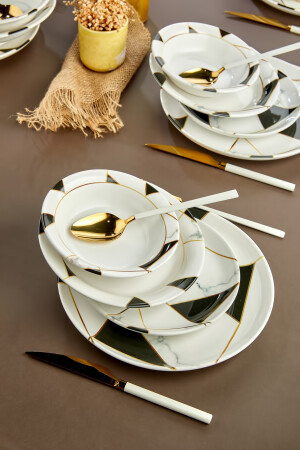 Luxuriöses 24-teiliges Geschirr-Set aus Keramik-Mosaik-Marmor für 6 Personen. Mosaik-Geschirr-Set - 6