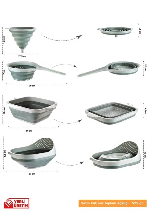 Luxuriöses 4-teiliges Akkordeon-Sieb-Set, Trichter, Sieb mit Griff, quadratisches Sieb, Reissieb - 5