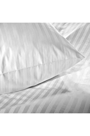 Luxuriöses Bettwäsche-Set für Einzelbett, Hotel-Serie, gestreift, Baumwollsatin, weiße Farbe, Tireless01 - 3