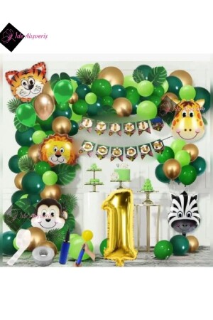 Luxuriöses Folienballon-Set mit Safari-Thema für 1-Jährige - 1