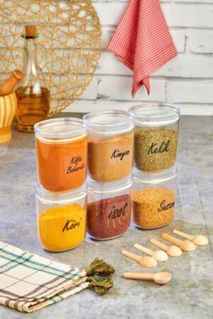 Luxuriöses Gewürzset mit 6 Löffeln, Vorratsbehälter aus Glimmerglas (400-ml-Gewürzglas-Set) FBZ-400ML-6KAS3 - FBZhome