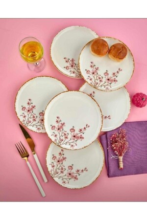 Luxuriöses Kuchen-Set aus Keramik mit Sakura-Muster, Servierteller für 6 Personen - 2