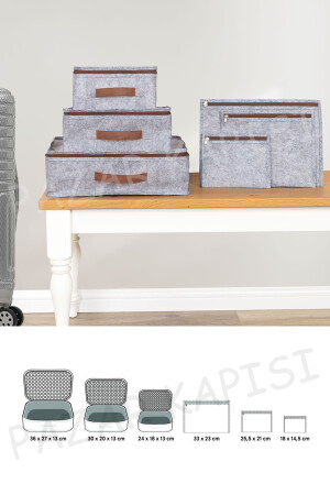 Luxuriöses Leder-Schuh- und Koffer-Organizer-Taschen-Set aus Filz, Grau SZH-SUITSHOES-E1130 - 3