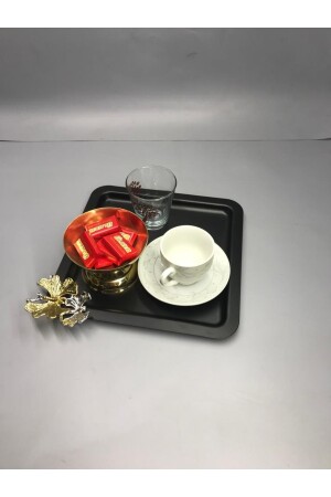 Luxuriöses quadratisches Schmetterlings-Zubehör aus Edelstahl, 6-teilig, schwarz, für Kaffee, Tee, dekoratives Präsentations-Serviertablett MZKBK666 - 3