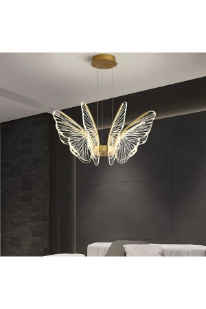 Luxury Dimmerli Kumandalı Modern Kelebek Sarkıt Led Avize Butterfly Gold Sarı Kademeli 3 Renk burenzecollection - 2