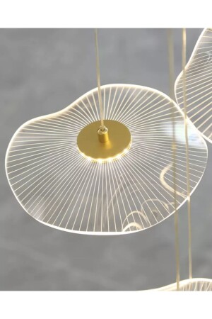 Luxury Exclusive Tekli Sarkıt Led Avize Jellyfish Gold Sarı Ledli Avize - 4