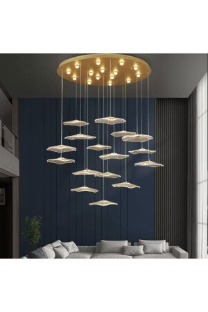 Luxury Exclusive Yuvarlak Sarkıt Led Avize Jellyfish Gold Sarı 16'lı Ledli Avize burenze2022-6 - 1