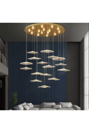 Luxury Exclusive Yuvarlak Sarkıt Led Avize Jellyfish Gold Sarı 16'lı Ledli Avize burenze2022-6 - 6