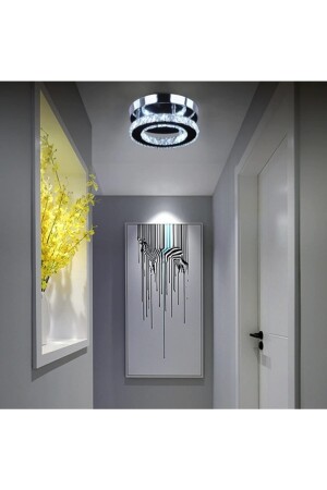 Luxury Modern Plafonyer Kristal Taşlı Led Avize Krom 3 Renk Gece Modlu fico0028 - 4