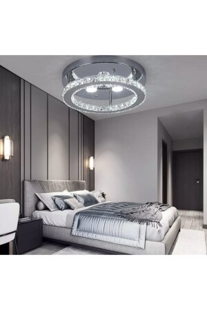 Luxury Modern Plafonyer Kristal Taşlı Led Avize Krom Kumandalı 3 Renk Uyku Modlu burenze759 - 2