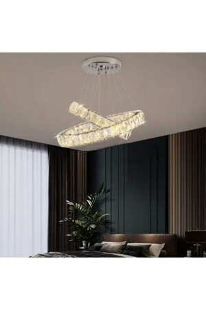 Luxury Modern Sarkıt Kristal Taşlı Led Avize Kumandalı 3 Renk Ledli Avize burenze602 - 2