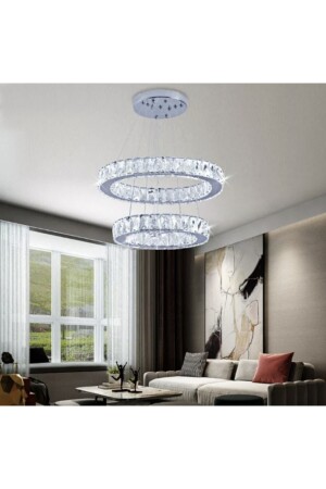 Luxury Modern Sarkıt Kristal Taşlı Led Avize Kumandalı 3 Renk Ledli Avize burenze602 - 6