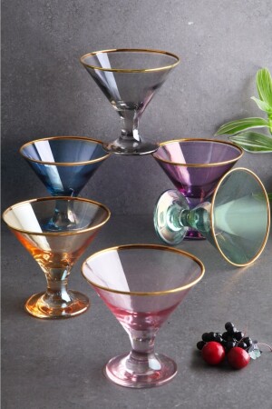 Luxus – Glas-Set mit 6 Magnolien-, Pudding-, Eis- und Snackschalen – 6 verschiedene Farben WUQ1900 - 2