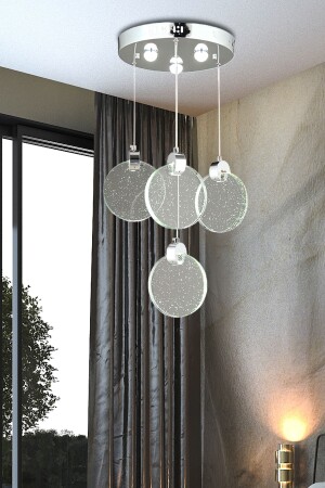 Luxus moderne Pendelleuchte Quadruple Power LED Kronleuchter Glas Chrom burenze746 - 1