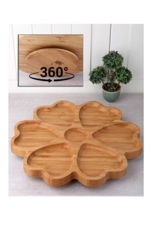 Luxus-Präsentation aus Bambus, 25 cm, 7 Fächer, herzförmiger Präsentations-Frühstücksteller KDS-2525 - 2